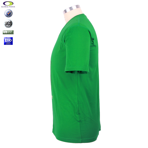 定制广告衫男士V领印花绿色t恤衫定做