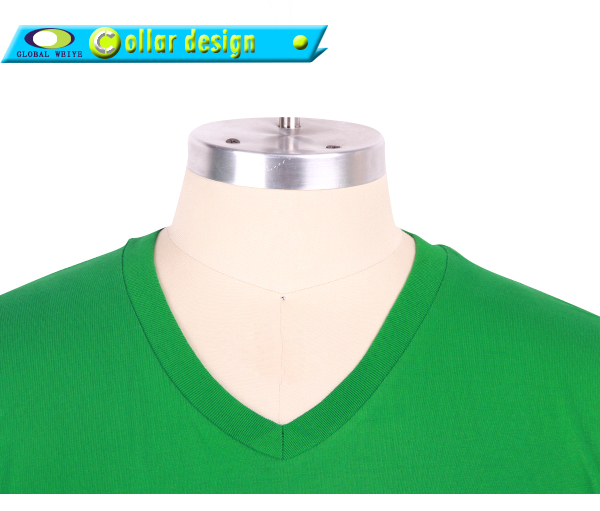 定制广告衫男士V领印花绿色t恤衫定做