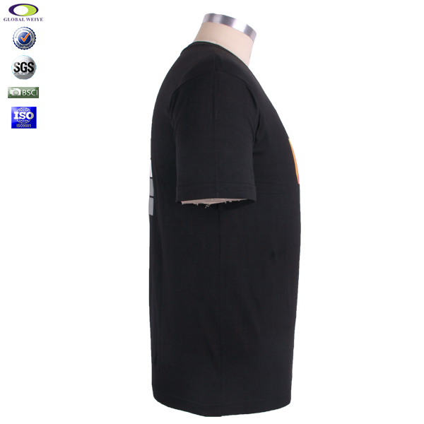 男士团队广告宣传衫黑色圆领烫画短袖工作服定制厂家