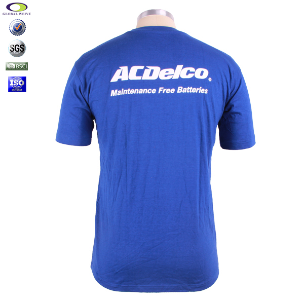 男士广告宣传衫蓝色圆领印花短袖工作服定制厂家