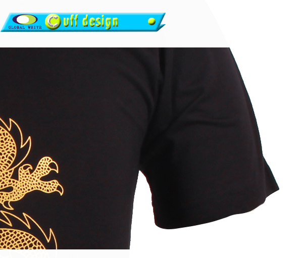 黑色团队广告宣传衫金粉印圆领纯棉短袖男士T恤衫定制厂家