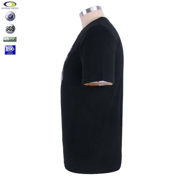 男士广告宣传衫黑色字母印花圆领短袖T恤定制