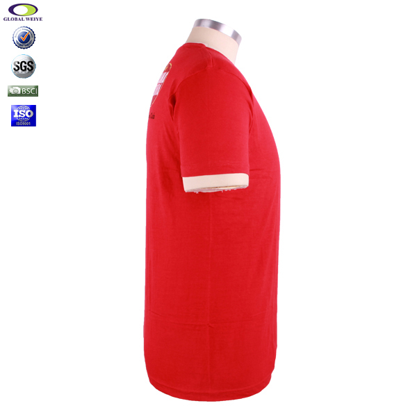 定制俱乐部男士红色短袖全棉印花T恤衫