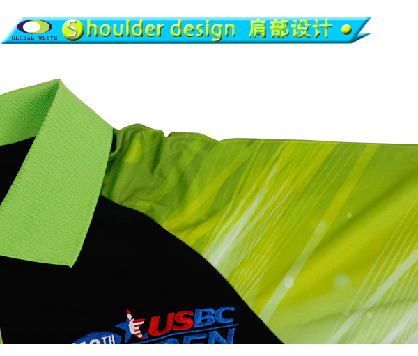 定做男士全涤绿黑拼接刺绣POLO衫翻领短袖T恤