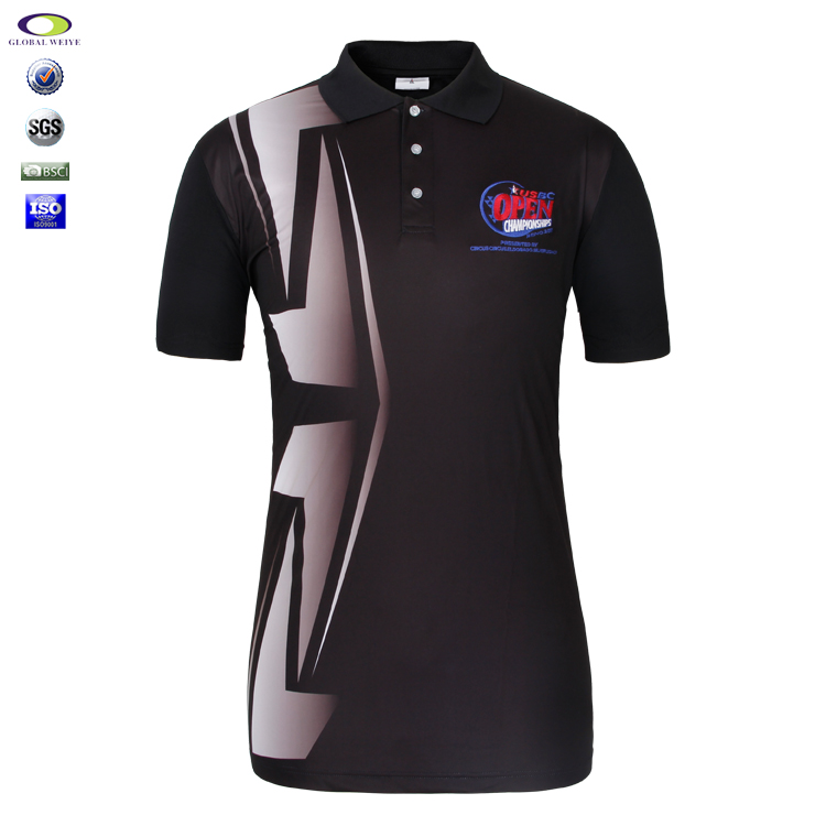 定做男士全涤褐色刺绣热升华POLO衫翻领短袖T恤