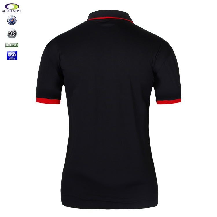 男士全涤红黑拼接刺绣POLO衫翻领短袖T恤定制
