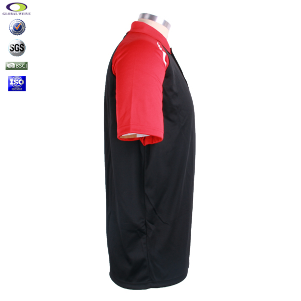 男士100%全涤红黑插肩袖刺绣POLO衫翻领短袖T恤定制