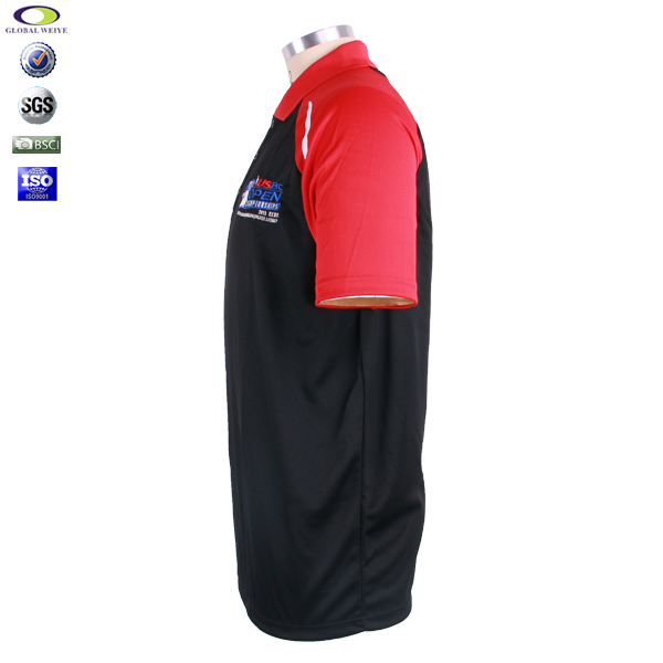 男士100%全涤红黑插肩袖刺绣POLO衫翻领短袖T恤定制