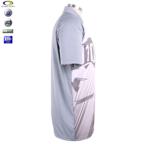 男士全涤灰色热升华POLO衫翻领短袖T恤衫定制