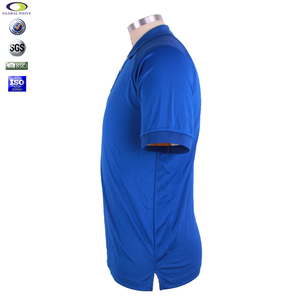 男士全涤深蓝色空白插肩POLO衫翻领短袖T恤衫定制工厂