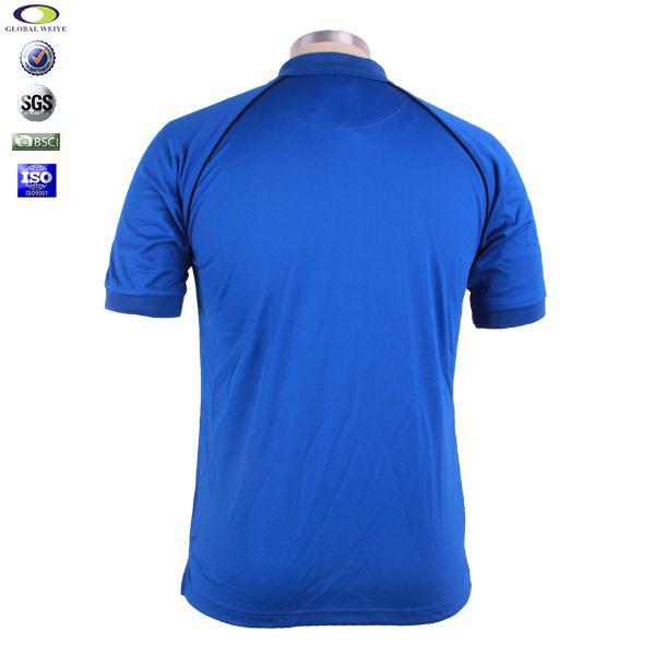 男士全涤深蓝色空白插肩POLO衫翻领短袖T恤衫定制工厂