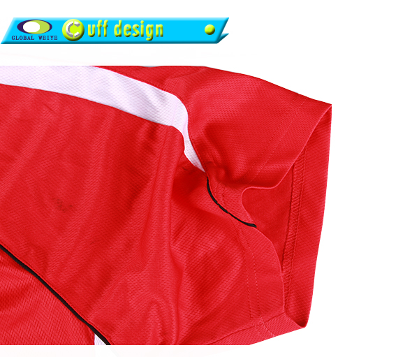 定制男士全涤异色领插肩袖红色空白POLO衫翻领短袖T恤衫