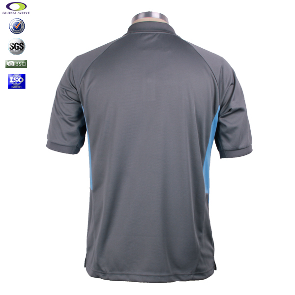 定做男士全涤刺绣网眼蓝灰拼接POLO衫翻领短袖T恤衫工作服