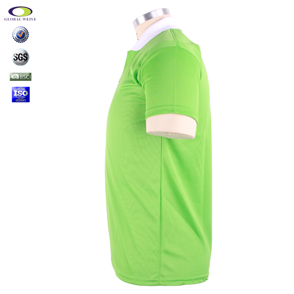 男士全涤网眼异色领POLO衫绿色翻领短袖T恤衫订制