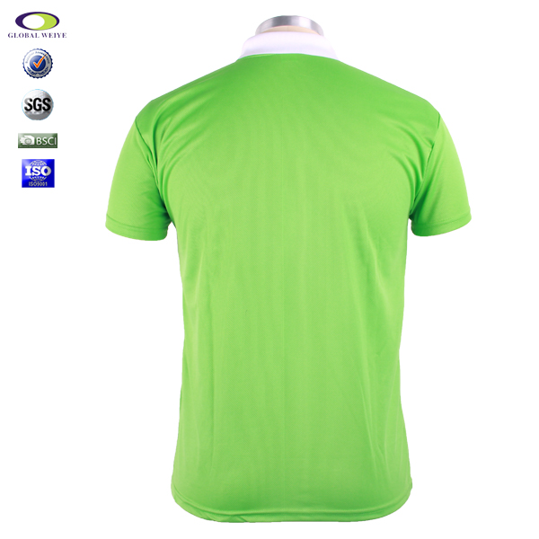 男士全涤网眼异色领POLO衫绿色翻领短袖T恤衫订制