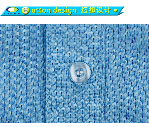 男士淡蓝色翻领空白短袖Polo衫全涤网眼运动T恤衫定制