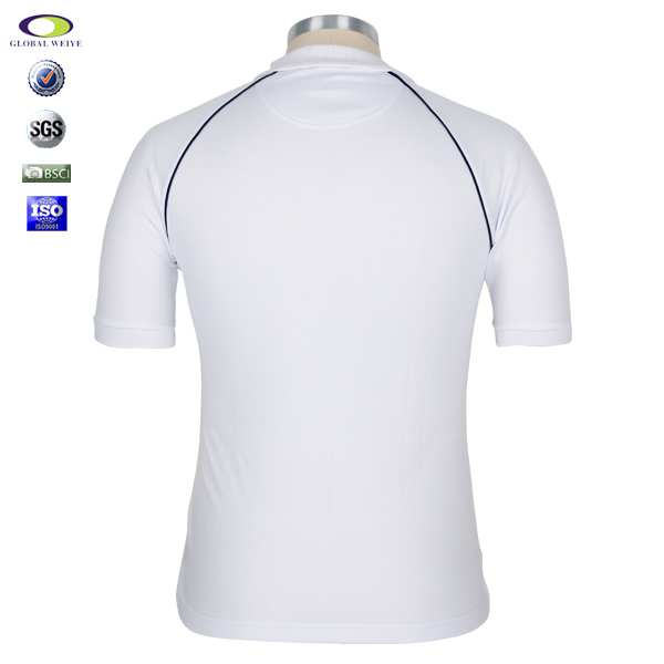 男士白色翻领空白短袖Polo衫全涤网眼运动T恤衫定制