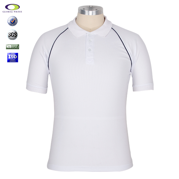 男士白色翻领空白短袖Polo衫全涤网眼运动T恤衫定制