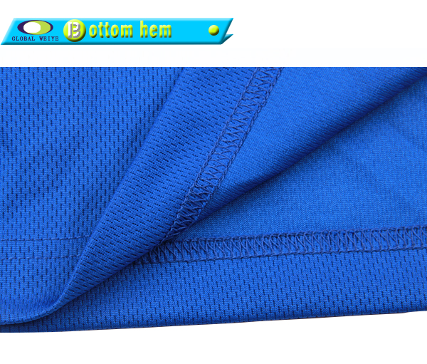 男士蓝色翻领空白插肩袖Polo衫全涤网眼运动短袖T恤衫定制