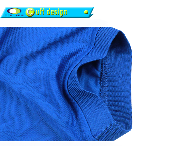 男士蓝色翻领空白插肩袖Polo衫全涤网眼运动短袖T恤衫定制