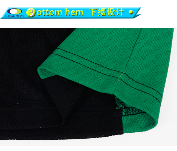 女士V领黑色空白异色领全涤网眼短袖T恤衫定制厂家