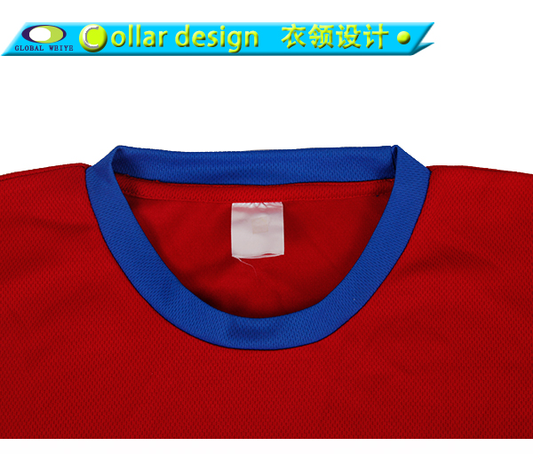 定制男士红色异色领空白网眼短袖T恤衫定制厂家