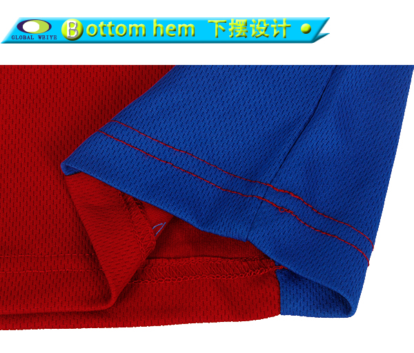 定制男士红色异色领空白网眼短袖T恤衫定制厂家