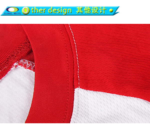 定制男士红白拼接运动球衣圆领短袖T恤衫定制工厂