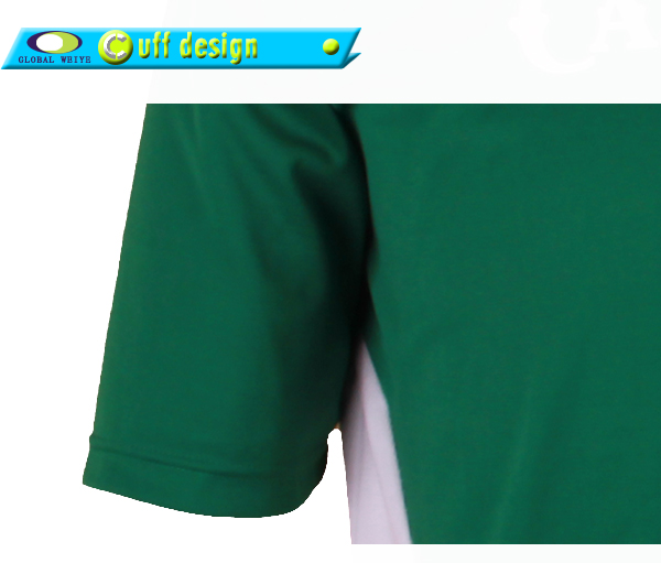 定制男士绿色全涤立领印花短袖T恤衫定制印logo