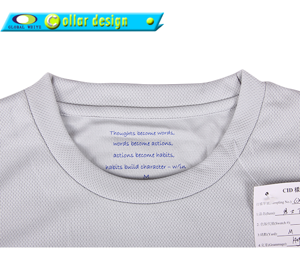 定制男士浅灰色全涤网眼圆领印花宣传短袖T恤衫定制厂家