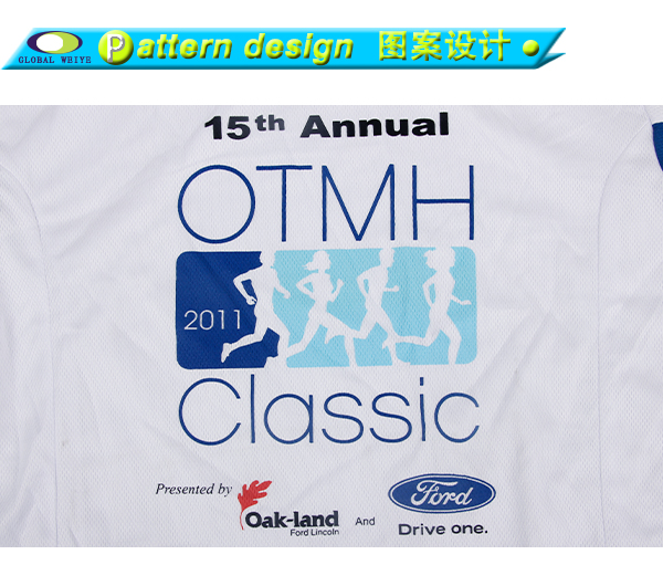 男士白色异色领全涤印花宣传主题短袖T恤衫订制工厂