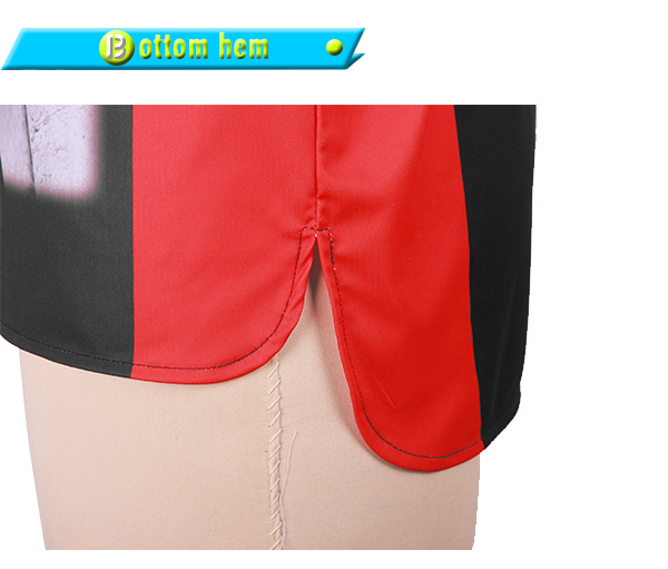 定制男士黑红拼接全涤热升华圆领短袖T恤衫定制厂家