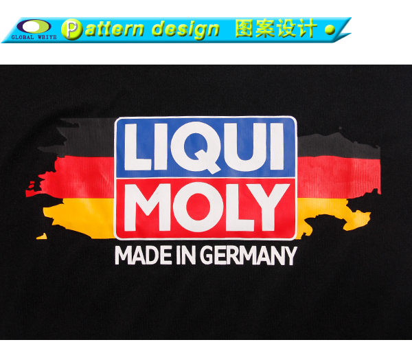 男士黑色全涤字母印花V领短袖T恤衫定制厂家