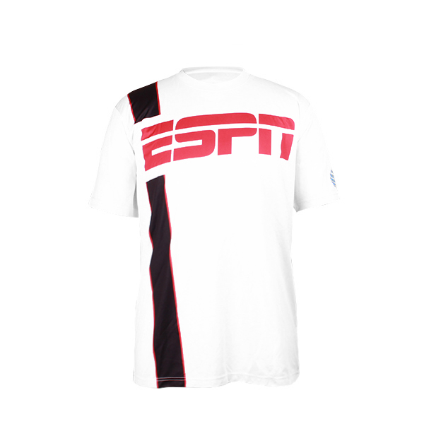 定制男士全涤白色字母印花圆领短袖运动服T恤衫