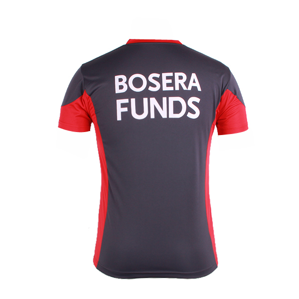 订制灰色全涤V领插肩印花T恤男短袖T恤衫运动服定做