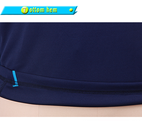 订制深蓝色全涤V领异色领印花T恤男短袖T恤衫运动服