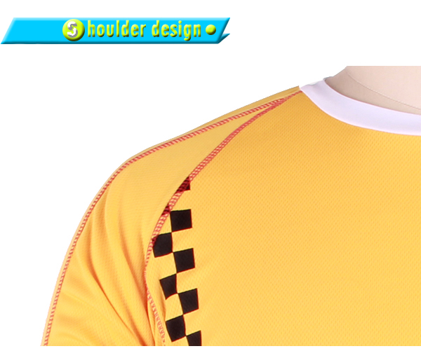 订制黄色全涤网眼异色领印花圆领刺绣T恤男短袖定制