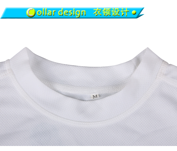 订制白色全涤网眼刺绣印花品牌T恤男圆领短袖定制