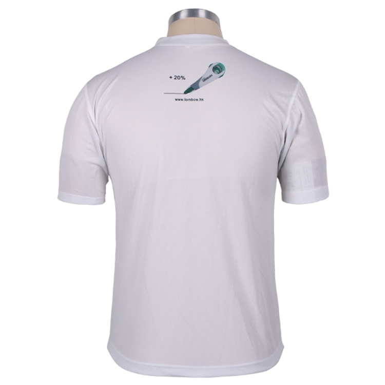 订制白色全涤网眼刺绣印花品牌T恤男圆领短袖定制